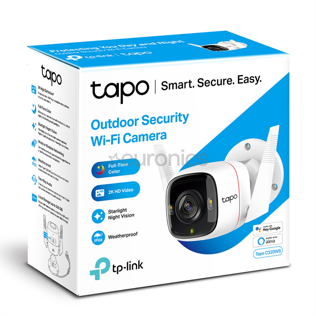 TP-Link Tapo C320WS, 2K, WiFi, LAN, balta - IP kamera