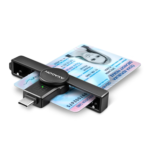 AXAGON CRE-SMPC, USB-C, black - Smart card reader CRE-SMPC