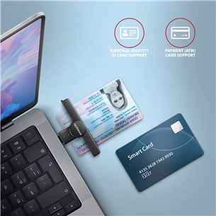 AXAGON CRE-SMPC, USB-C, black - Smart card reader