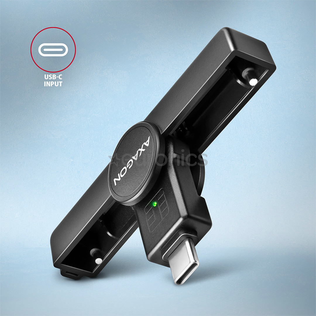 AXAGON CRE-SMPC, USB-C, черный - Считыватель ID-карты