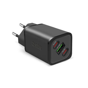 SBS GaN charger with Power Delivery, 65 W, melna - Lādētājs TETRGANUSB2C65W