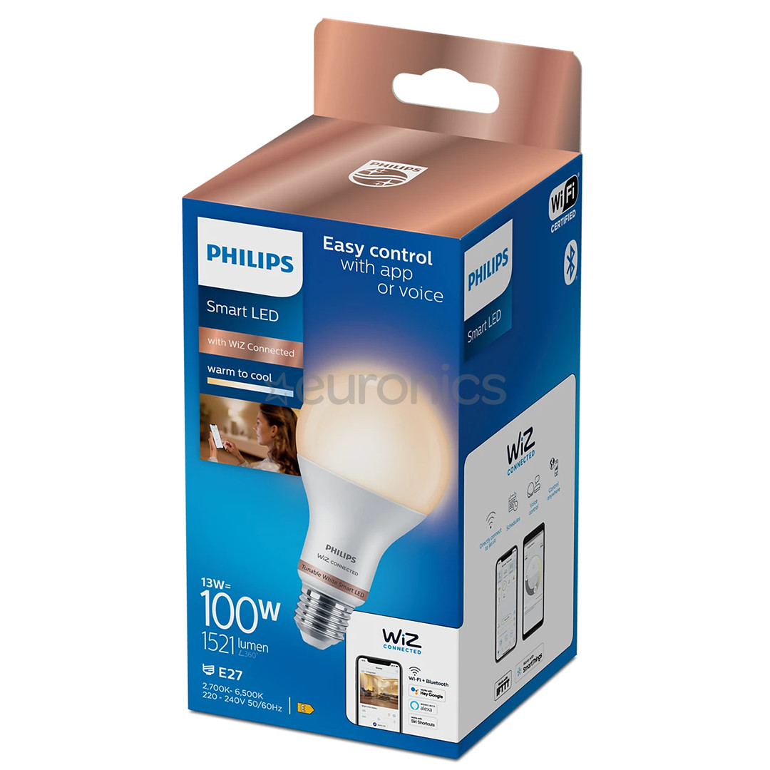 Philips WiZ LED Smart Bulb, 100 W, E27, white - Smart light
