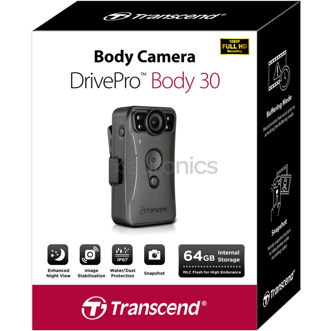 Transcend DrivePro Body 30, FHD, черный - Нагрудная камера