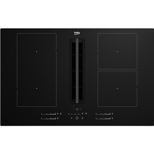 Beko, width 80 cm, black - Built-in induction hob with cooker hood HIXI84700UFT