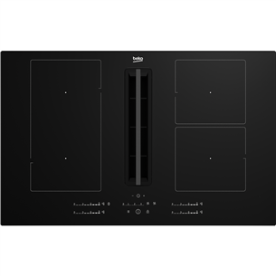 Beko, width 80 cm, black - Built-in induction hob with cooker hood