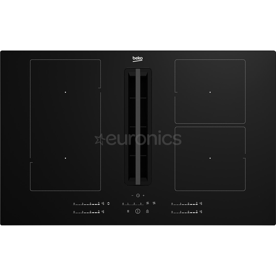 Beko, width 80 cm, black - Built-in induction hob with cooker hood