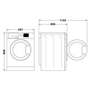 Whirpool, Heat pump, 9 kg, depth 65,6 cm - Clothes dryer