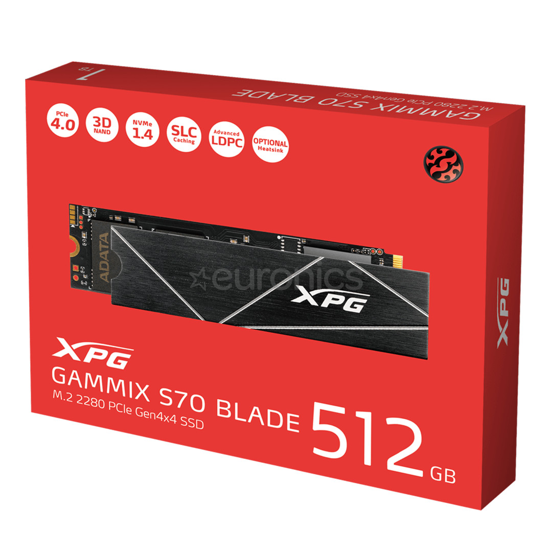 Adata XPG Gammix S70 Blade, 512 GB, M.2 PCIe Gen4, black - SSD