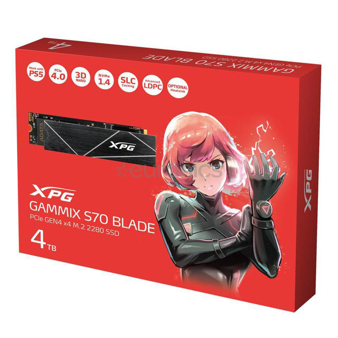 Adata XPG Gammix S70 Blade, 4 TB, M.2 PCIe Gen4, black - SSD