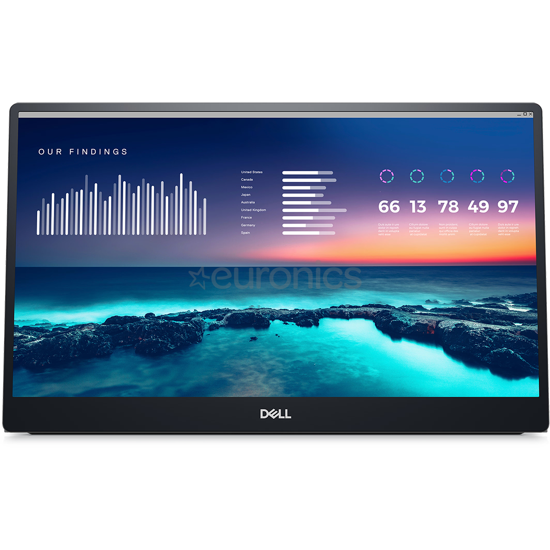 Dell Portable P1424H, 14'', Full HD, LED IPS, black/gray - Portable monitor