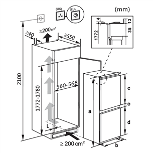 Hisense NoFrost, augstums 177.2 cm, 246 L - Iebūvējams ledusskapis