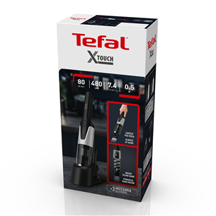 Tefal X-Touch, 80000 apgr/min., pelēka/melna - Rokas putekļu sūcējs