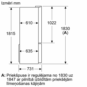 Bosch Series 6, French Door, 605 L, augstums 183 cm, nerūsējošā tērauda - SBS ledusskapis