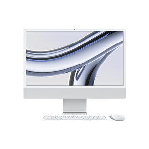 Apple iMac 24" (2023), M3 8C/8C, 8 GB, 256 GB, SWE, sudraba - Dators MQR93KS/A