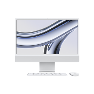 Apple iMac 24" (2023), M3 8C/8C, 8 GB, 256 GB, RUS, sudraba - Dators MQR93RU/A