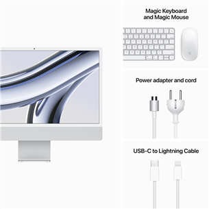 Apple iMac 24" (2023), M3 8C/8C, 8 GB, 256 GB, RUS, sudraba - Dators