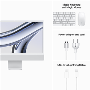 Apple iMac 24" (2023), M3 8C/8C, 8 ГБ, 256 ГБ, RUS, серебристый - Настольный компьютер "все в одном"