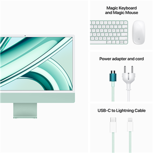 Apple iMac 24" (2023), M3 8C/8C, 8 GB, 256 GB, SWE, zaļa - Dators