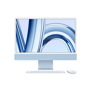 Apple iMac 24" (2023), M3 8C/8C, 8 ГБ, 256 ГБ, ENG, синий - Настольный компьютер "все в одном"