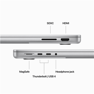 Apple MacBook Pro 14 (2023) M3, 8C/10C, 8 GB, 512 GB, ENG, sudraba - Portatīvais dators