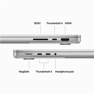 Apple MacBook Pro 14 (2023) M3 Pro, 11C/14C, 18 ГБ, 512 ГБ, ENG, серебристый - Ноутбук