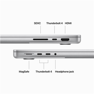 Apple MacBook Pro 14 (2023) M3 Max, 14C/30C, 36 GB, 1 TB, SWE, sudraba - Portatīvais dators