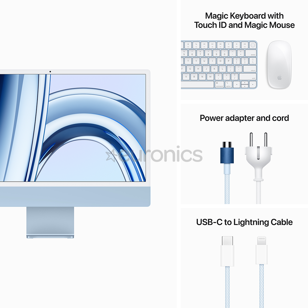 Apple iMac 24" (2023), M3 8C/10C, 8 GB, 512 GB, Touch ID, SWE, blue - All-in-one PC