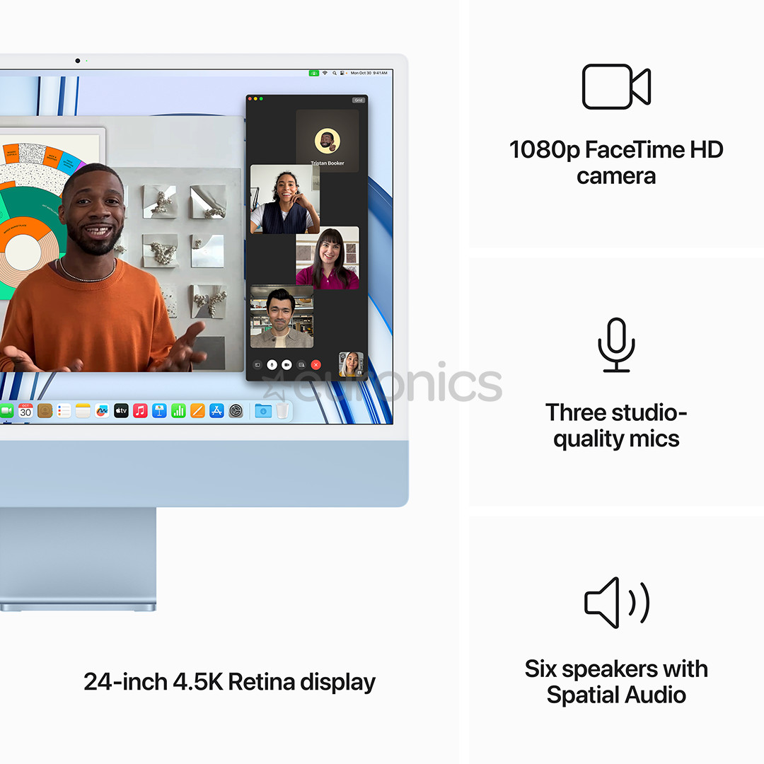 Apple iMac 24" (2023), M3 8C/10C, 8 GB, 512 GB, Touch ID, RUS, blue - All-in-one PC