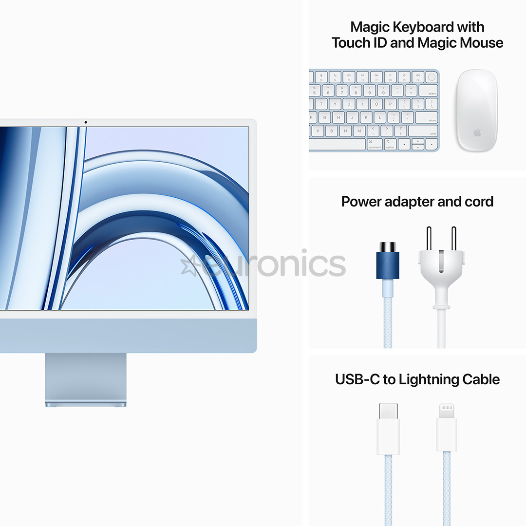 Apple iMac 24" (2023), M3 8C/10C, 8 GB, 512 GB, Touch ID, RUS, blue - All-in-one PC