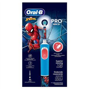 Braun Oral-B Vitality PRO Kids, Spiderman - Elektriskā zobu birste + ceļojuma futrālis