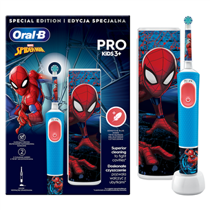 Braun Oral-B Vitality PRO Kids, Spiderman - Elektriskā zobu birste + ceļojuma futrālis