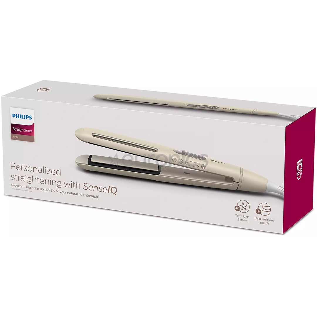 Philips 8000 Series SenseIQ, бежевый - Щипцы для выпрямления волос