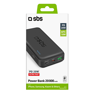 SBS Multi-port, 20 Вт, 20 000 мАч, черный - Внешний аккумулятор