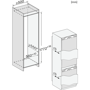 Miele, 253 L, augstums 177 cm - Iebūvējams ledusskapis