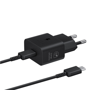 Samsung, USB-C, 25 Вт, черный - Адаптер питания и кабель USB-C