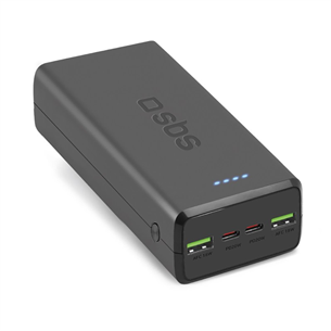SBS Ultra Fast, 30 000 mAh, USB-A, USB-C, melna - Portatīvais barošanas avots TTBB30000PD20K
