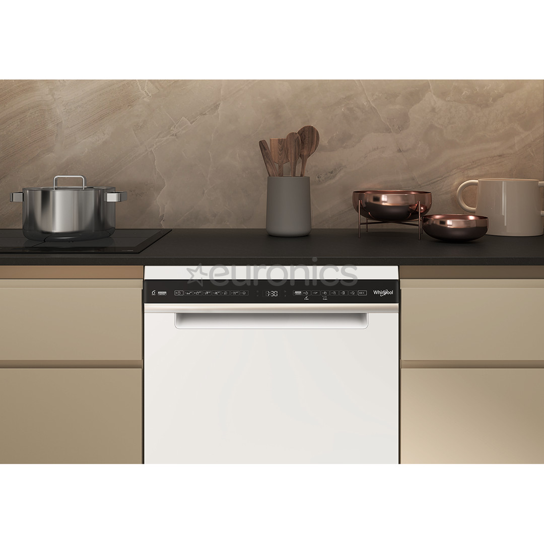 Whirlpool, 15 place settings, width 60 cm, white - Free standing dishwasher