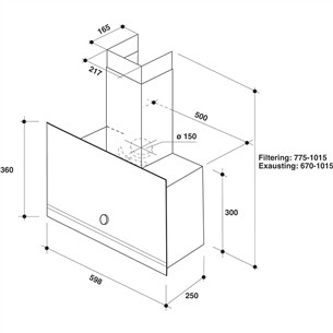 Whirlpool, 485 м³/ч, ширина 60 см, черный - Вытяжка