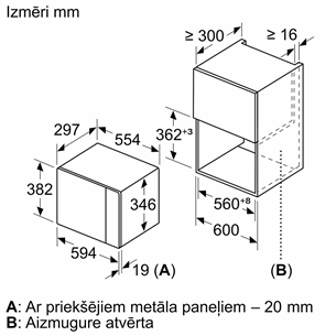 Bosch, 20 L, melna/nerūsējošā tērauda - Iebūvējama mikroviļņu krāsns