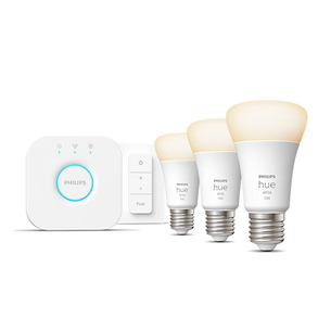 Philips Hue Starter Kit, Bridge, Dimmer, 3x E27, balta - Viedās gaismas starta komplekts