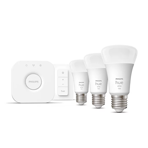 Philips Hue Starter Kit, Bridge, Dimmer, 3x E27, balta - Viedās gaismas starta komplekts