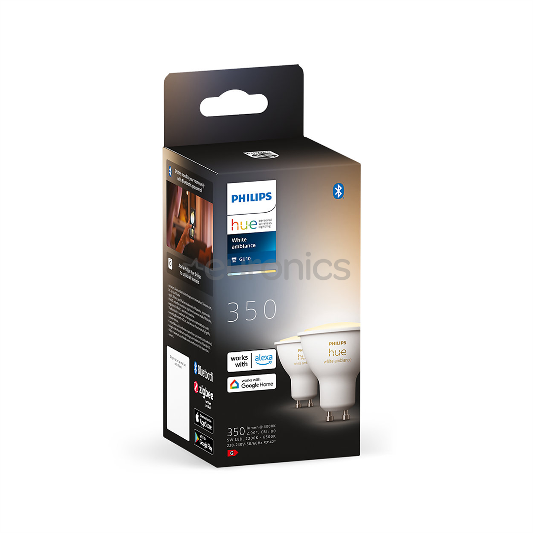 Philips Hue White Ambiance, GU10, белый, 2 шт. - Умные лампы