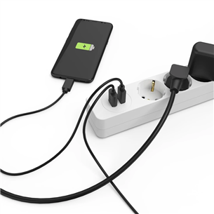 Hama Power Strip, 5-way, 2x USB-A, 17 W, 1.4 m, melna - Pagarinātājs ar slēdzi