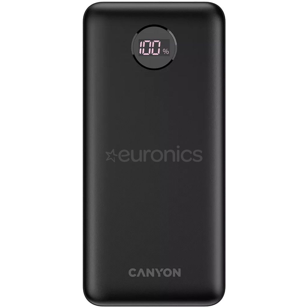 Canyon PB-2002, 20000 mAh, melna - Portatīvais barošanas avots