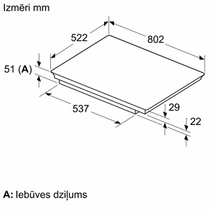 Bosch Series 6, platums 80 cm, bez rāmja, melna - Iebūvējama indukcijas plīts virsma
