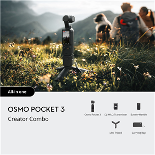 DJI Osmo Pocket 3 Creator Combo, stabilizators, melna - Kamera