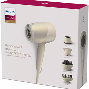 Philips 9000 series, Prestige SenseIQ, 1800 W, beige - Hair dryer