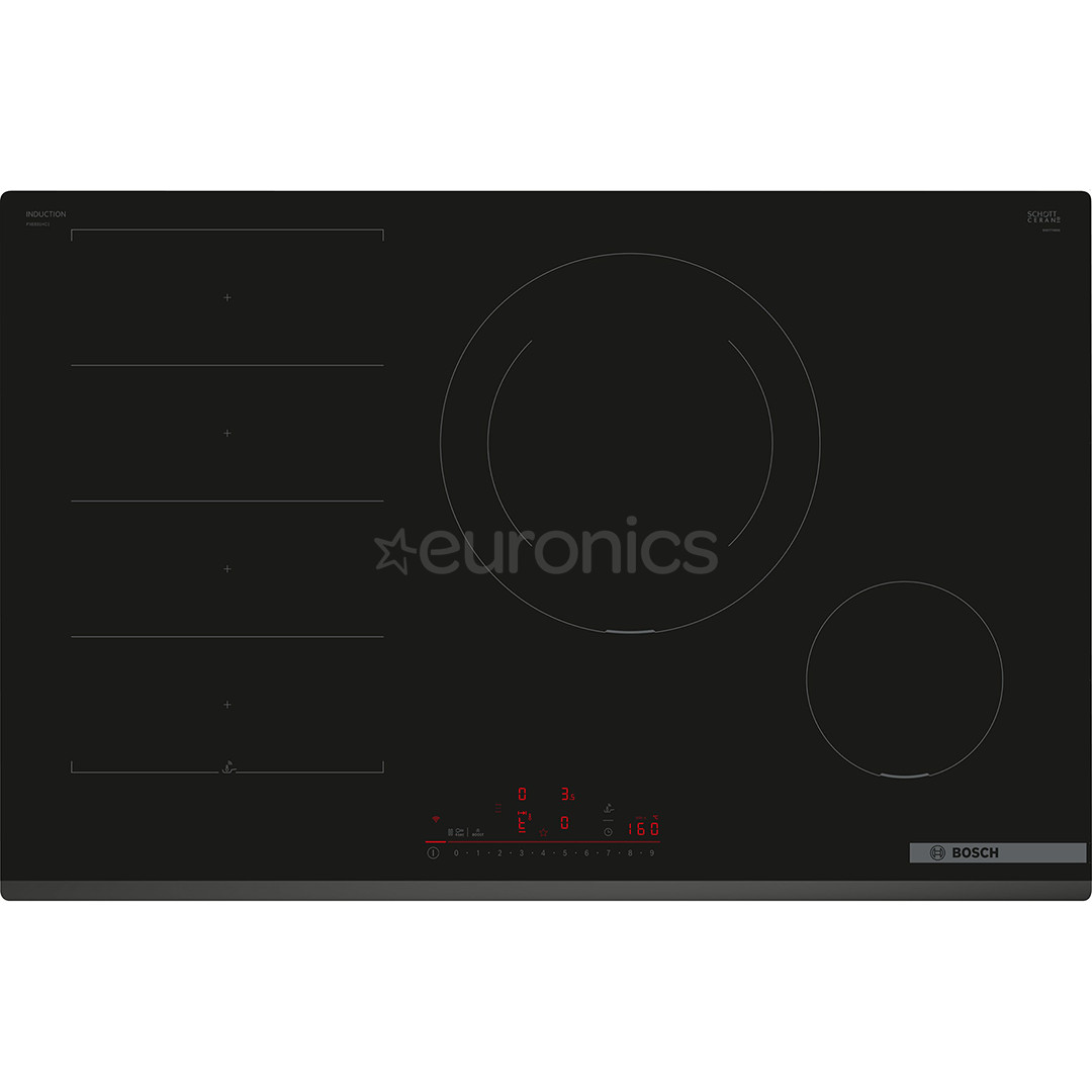 Bosch Series 6, platums 80.2 cm, bez rāmja, melna - Iebūvējama indukcijas plīts virsma