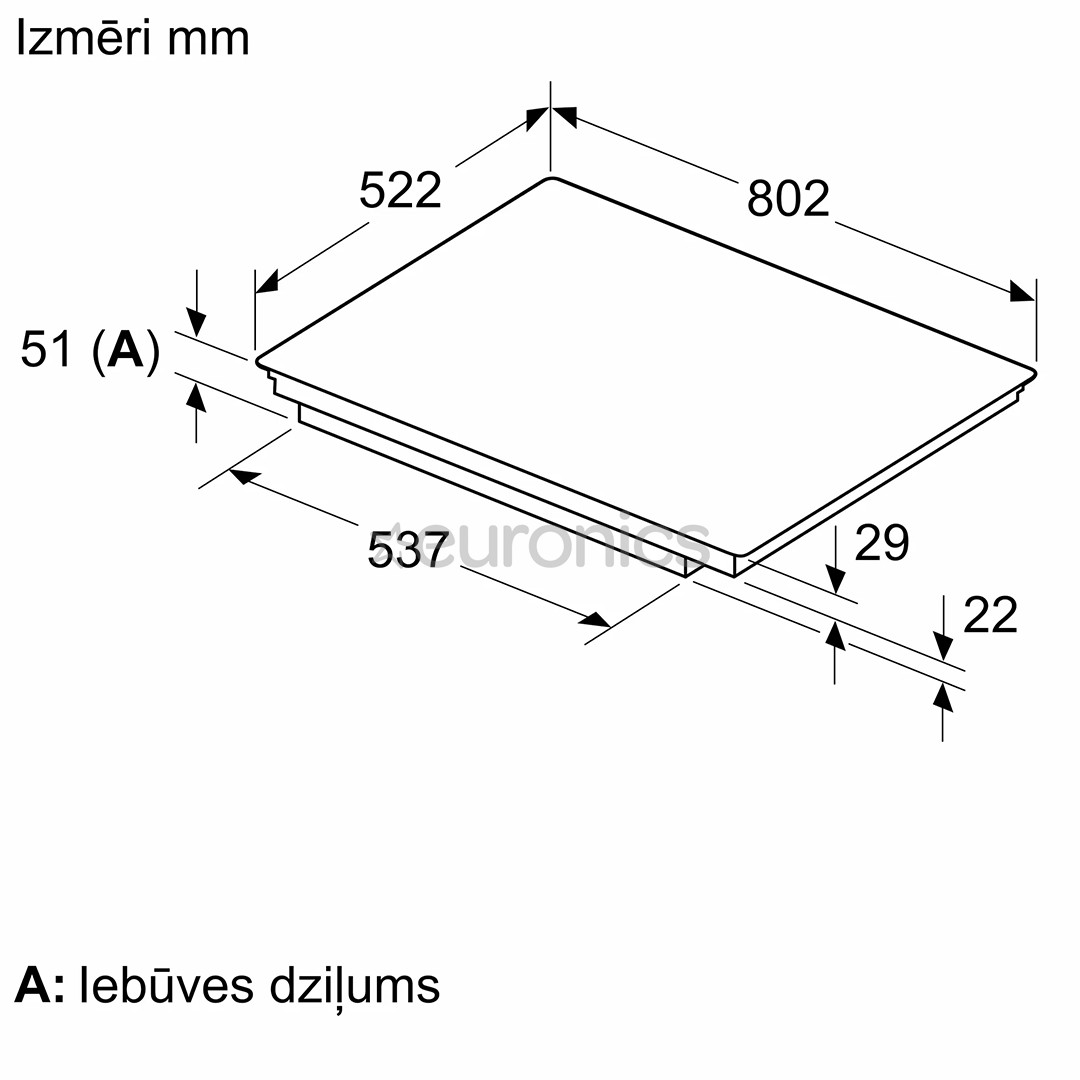 Bosch Series 6, platums 80.2 cm, bez rāmja, melna - Iebūvējama indukcijas plīts virsma
