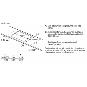 Bosch Series 6, platums 80.2 cm, bez rāmja, melna - Iebūvējama indukcijas plīts virsma